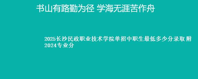 2025长沙民政职业技术学院单招中职生最低多少分录取 附2024专业分