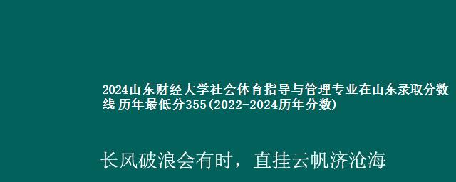 2024山东财经大学社会体育指导与管理专业在山东录取分数线 历年最低分355(2022-2024历年分数)