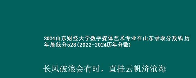 2024山东财经大学数字媒体艺术专业在山东录取分数线 历年最低分528(2022-2024历年分数)