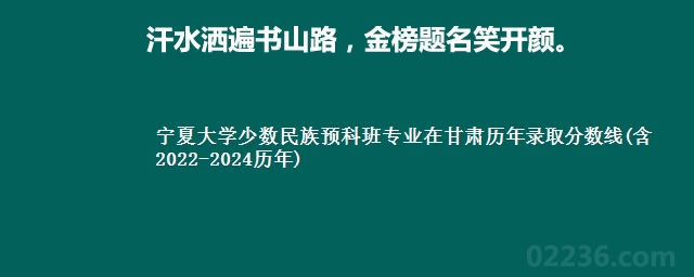 宁夏大学少数民族预科班专业在甘肃历年录取分数线(含2022-2024历年)