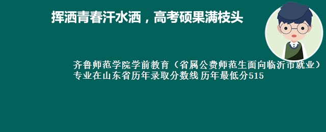 齐鲁师范学院学前教育(省属公费师范生面向临沂市就业)专业在山东省历年录取分数线 历年最低分515