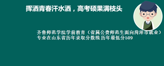 齐鲁师范学院学前教育(省属公费师范生面向菏泽市就业)专业在山东省历年录取分数线 历年最低分509