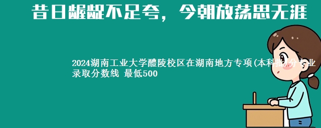 2024湖南工业大学醴陵校区在湖南地方专项(本科批)分专业录取分数线 最低500