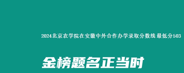 2024北京农学院在安徽中外合作办学录取分数线 最低分503