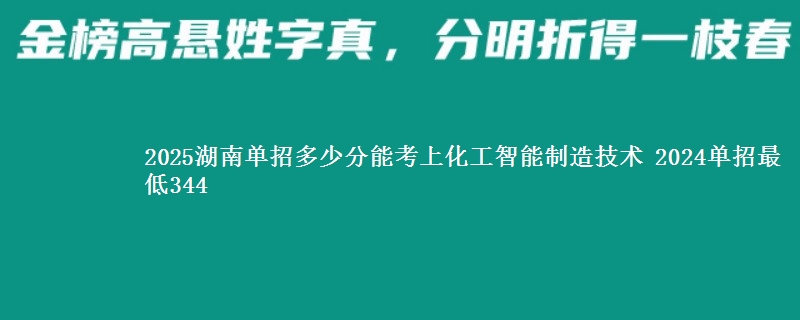 2025湖南单招多少分能考上化工智能制造技术 2024单招最低344