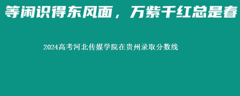 2024高考河北传媒学院在贵州在湖南哪个专业分数线最低