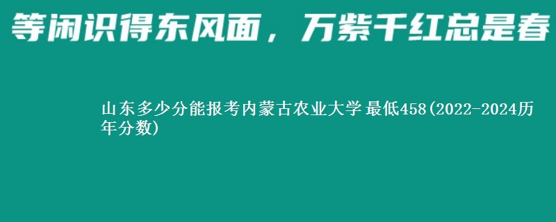 山东多少分能报考内蒙古农业大学 最低458(2022-2024历年分数)