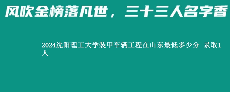 2024沈阳理工大学装甲车辆工程在山东最低多少分 录取1人