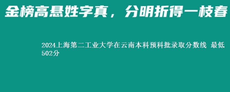 2024上海第二工业大学在云南本科预科批录取分数线 最低502分