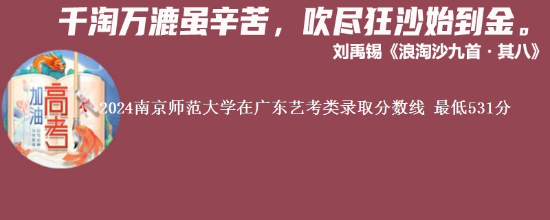 2024南京师范大学在广东艺考类录取分数线 最低531分