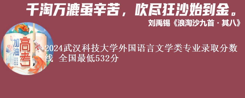 2024武汉科技大学外国语言文学类专业录取分数线 全国最低532分