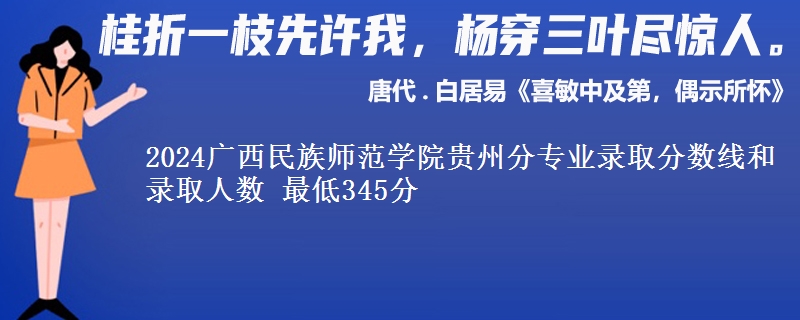 2024广西民族师范学院贵州分专业录取分数线和录取人数 最低345分