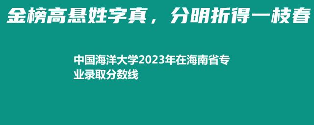 中国海洋大学2024中外合作办学在海南最低录取分数线