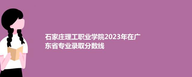 石家庄理工职业学院2024年高考在广东省专业录取分数线