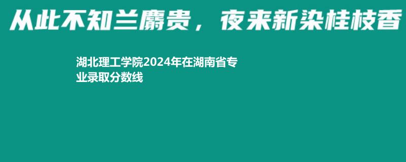 湖北理工学院2024在湖南专业录取分数线